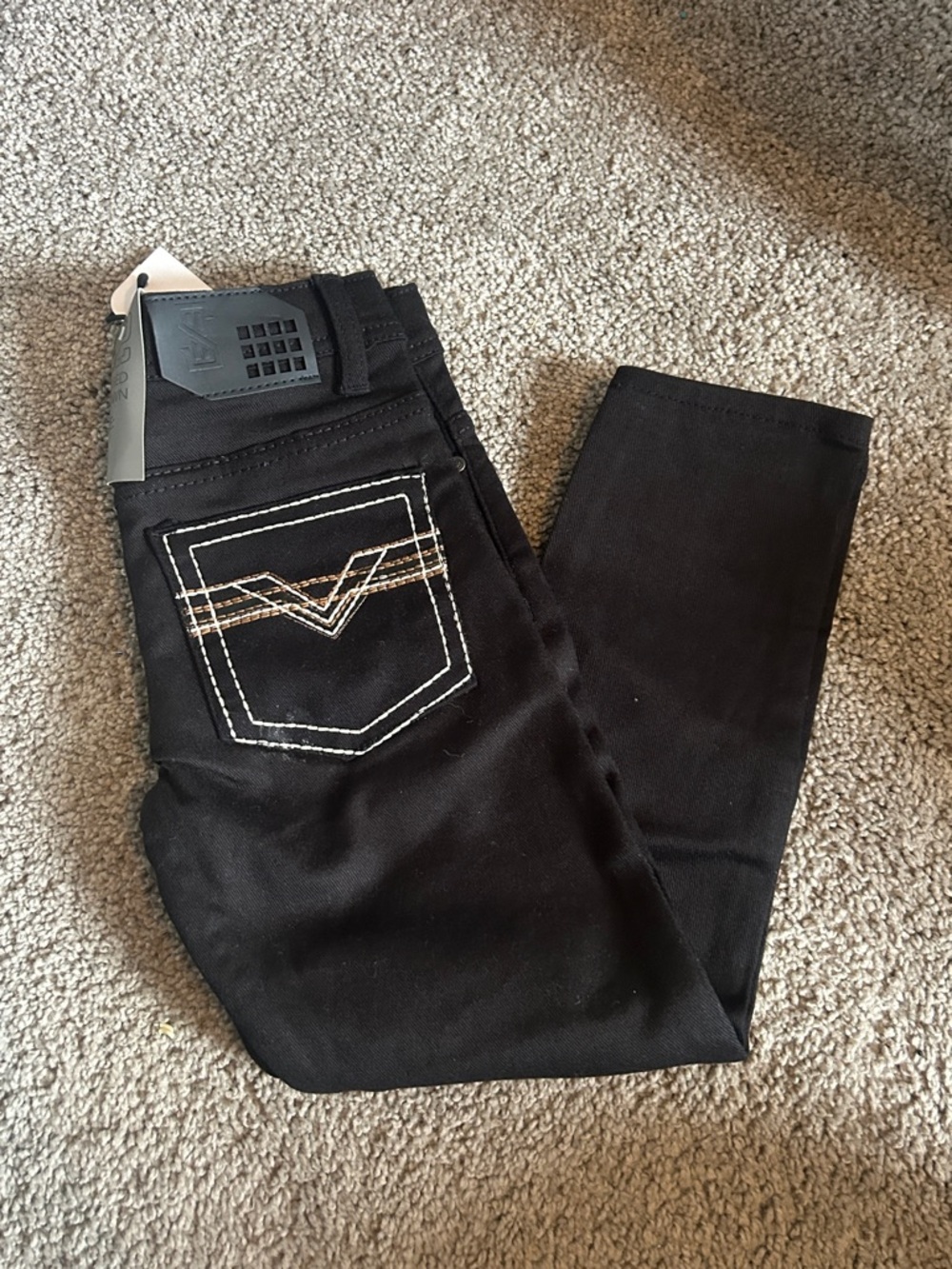 Kids Black Jeans with Decorative Pocket Stitching